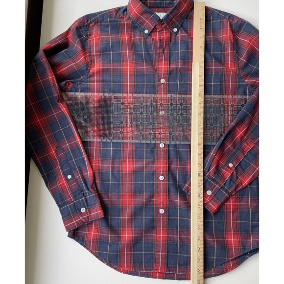 American Eagle Mens Shirt Long Sleeve Button Down Navy Red Plaid Pocket Small - Picture 6 of 8